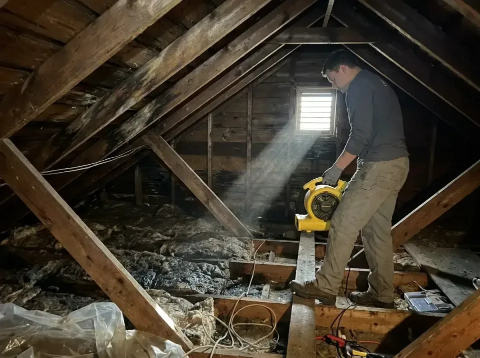 attic-water-damage-drying-proc-007 — frequently asked questions, Emergency Water Extraction & 24/7 Flood Response in Roberts…